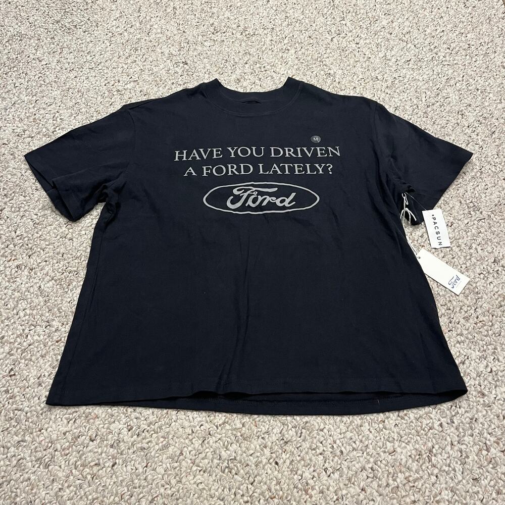 NEW Pacsun Ford Lately Graphic Tee M Black Casual Basic Mens Crew Neck